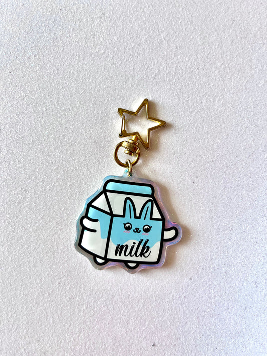 Llavero acrílico cartón de leche