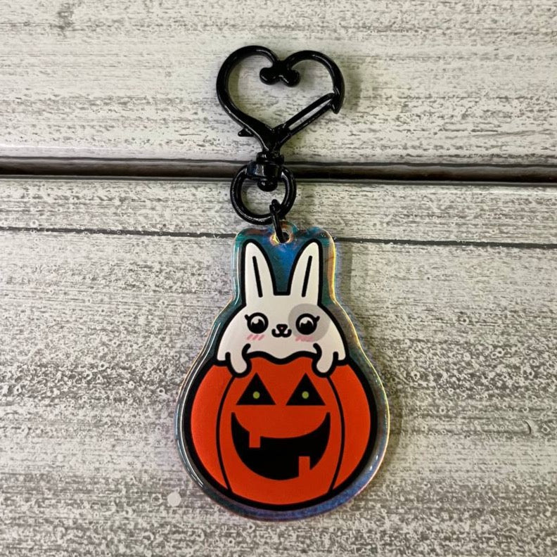 Llavero conejito calabaza halloween
